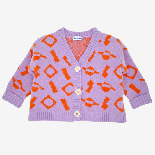 THE CUT AND STICK CARDIGAN - LILAC AND ORANGE - 4-6 YRS